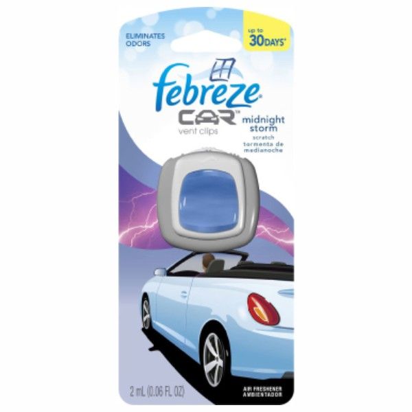 Febreze  Car Vent Clips Air Freshener and Odor Eliminator, Midnight Storm