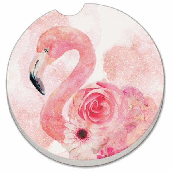 FLORAL FLAMINGO AUTO COASTER