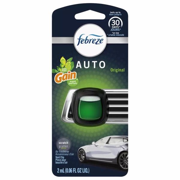 Febreze  Car Vent Clips Air Freshener and Odor Eliminator, Gain