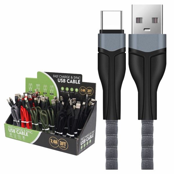 3 FT 2.4 A  SYNC USB TO Type C Cable (30 pcs Display)