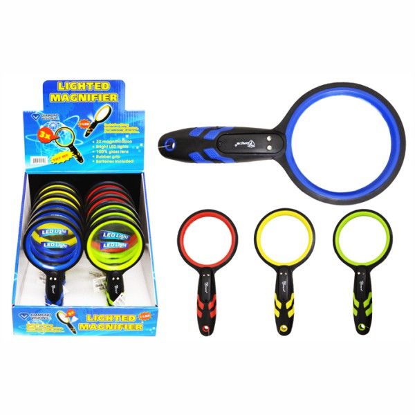 LED Magnifying Glass (3x) (Rubber Coated) (12 PCS DISP)