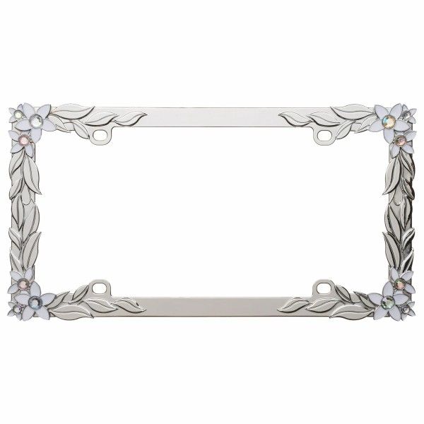 Custom Accessories Daisy Silver LIcense Plate Frame 90142
