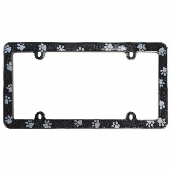 Custom Accessories Paw Print  Black/Chrome Plate Frame 90160
