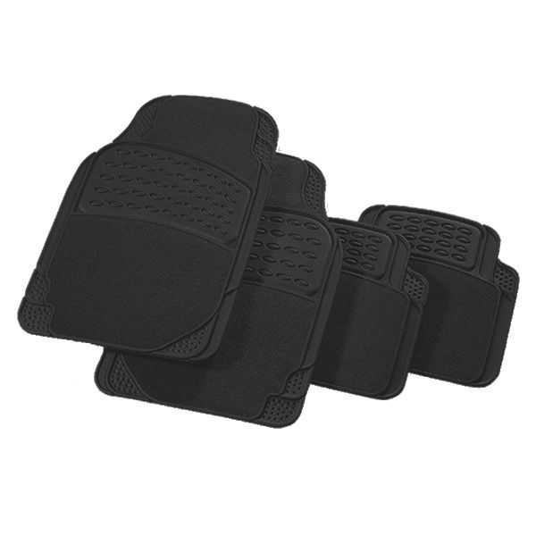 HS LUXOR RUBBER CARPET MAT 4 PCS BLACK