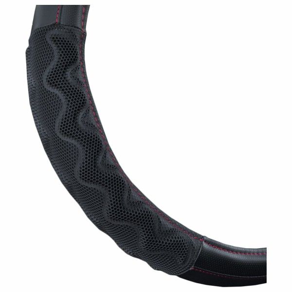Motor Trend Steering Wheel Cover Black w/red stitch