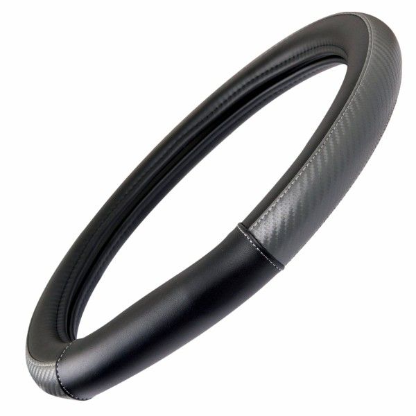 D Shape Matte Carbon + PU Steering wheel cover Grey