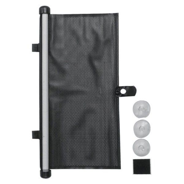 Car Window Sunshade, Rollback With Suction, Black Mesh, 14 x 19-In.