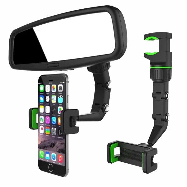 Rear View Mirror Adjustable 360° Phone Holder