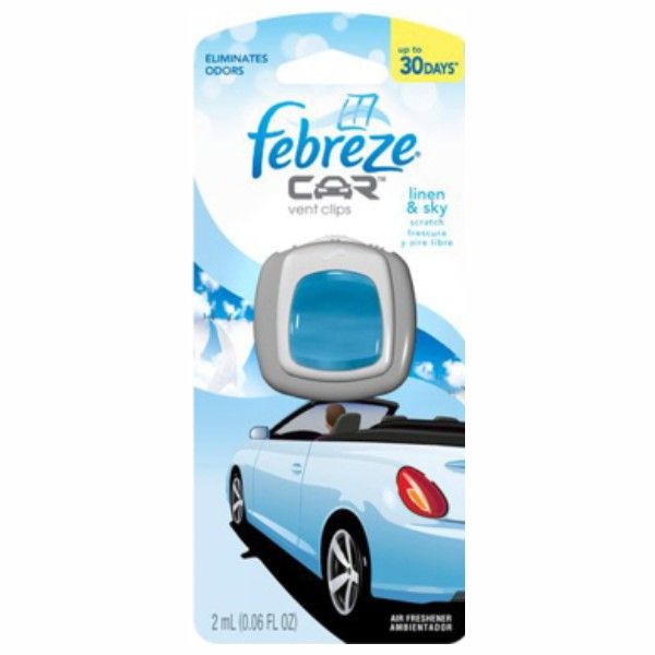 Febreze  Car Vent Clips Air Freshener and Odor Eliminator, Linen& Sky