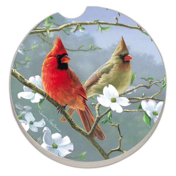 BEAUTIFUL SONGBIRDS CARDINALS AUTO COASTER
