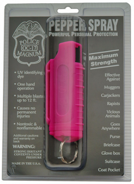 1/2 OZ PEPPER SPRAY WITH HARD CASE CHAIN HOLSTER PINK