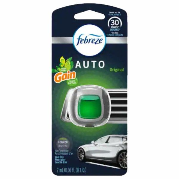Febreze Car Vent Clips Air Freshener and Odor Eliminator, Gain Original