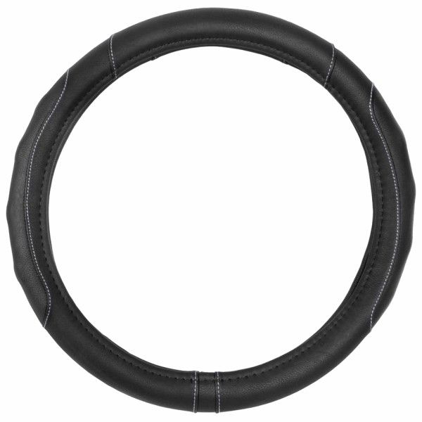 TPE Gray stitched Steering wheel cover Black