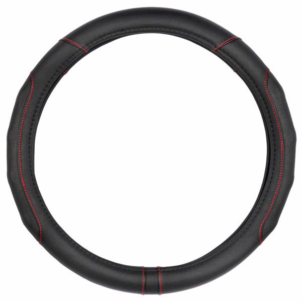 TPE Red stitched Steering wheel cover Black