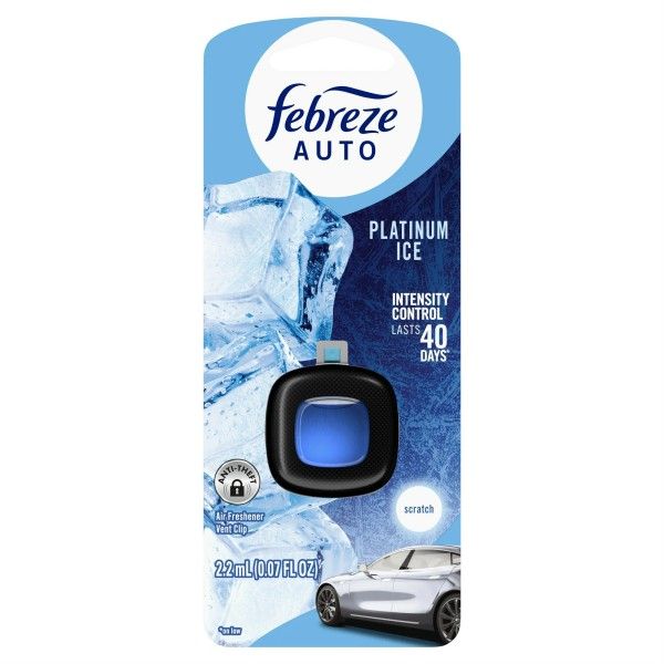 Febreze  Car Vent Clips Air Freshener and Odor Eliminator, Platinum Ice