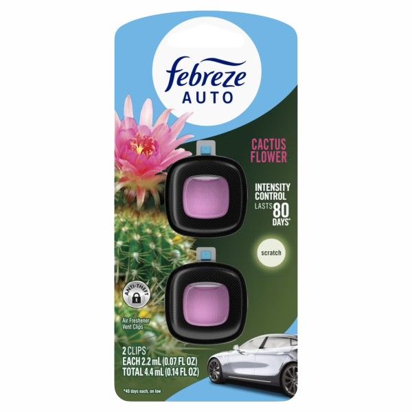 CAR VENT CLIP CACTUS FLOWER 2 CT